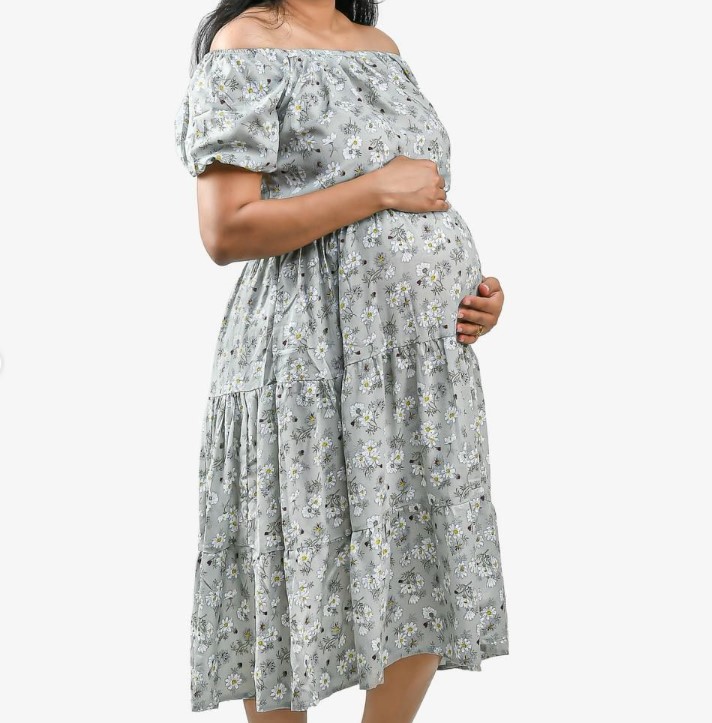 Off the Shoulder Maternity Cotton Dress